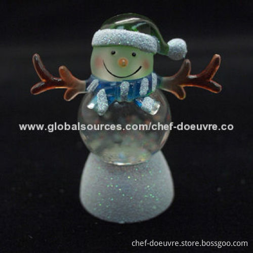 Christmas Decoration Mini Snowman Water Globe Tea Light with Color Changing LED